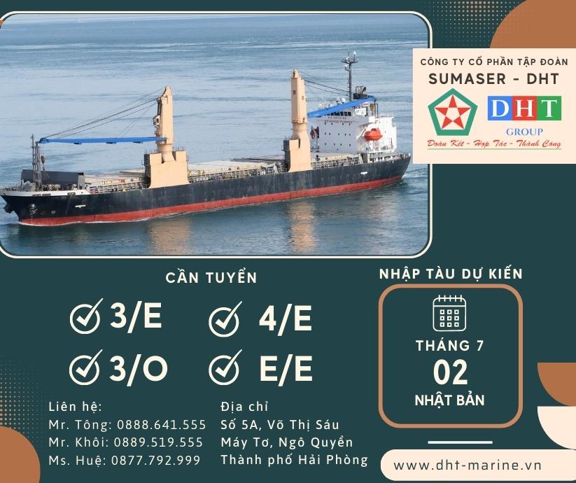 Tuyển dụng các vị trí tháng 06 - nhập tàu đầu tháng 07